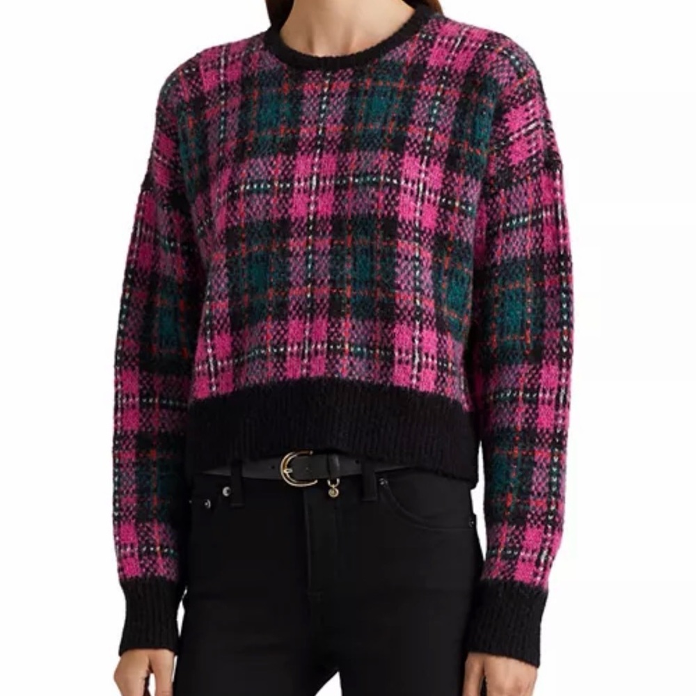 Lauren Black Label Ralph Lauren Plaid Wool alpaca blend Sweater NWT - Picture 3 of 4